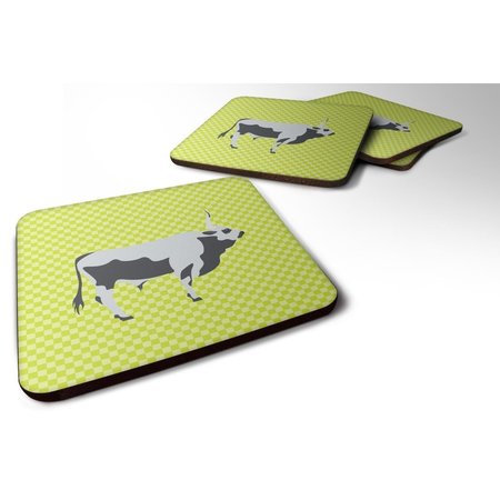 CAROLINES TREASURES Hungarian Grey Steppe Cow Green Foam Coaster, Set of 4 BB7650FC